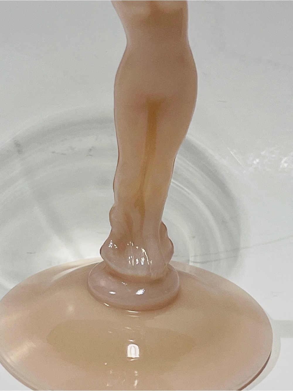 Vintage Cambridge Glass Nude Statuesque Tuscan & Yellow Cocktail Glass - Picture 5 of 12
